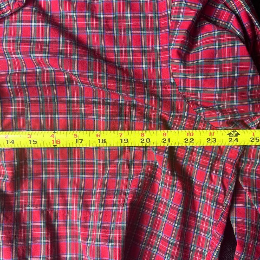 Vintage Huntington Men's Dress Shirt Red Plaid Egyptian Cotton Size 16.5-34 - Picture 13 of 14
